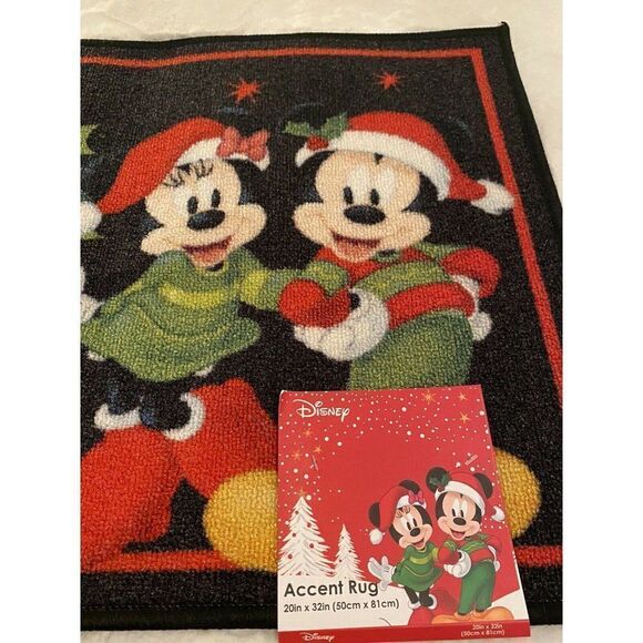 Disney Christmas Mickey Minnie Accent Rug 20X32” Don't Open Until Christmas NWT - Picture 2 of 7